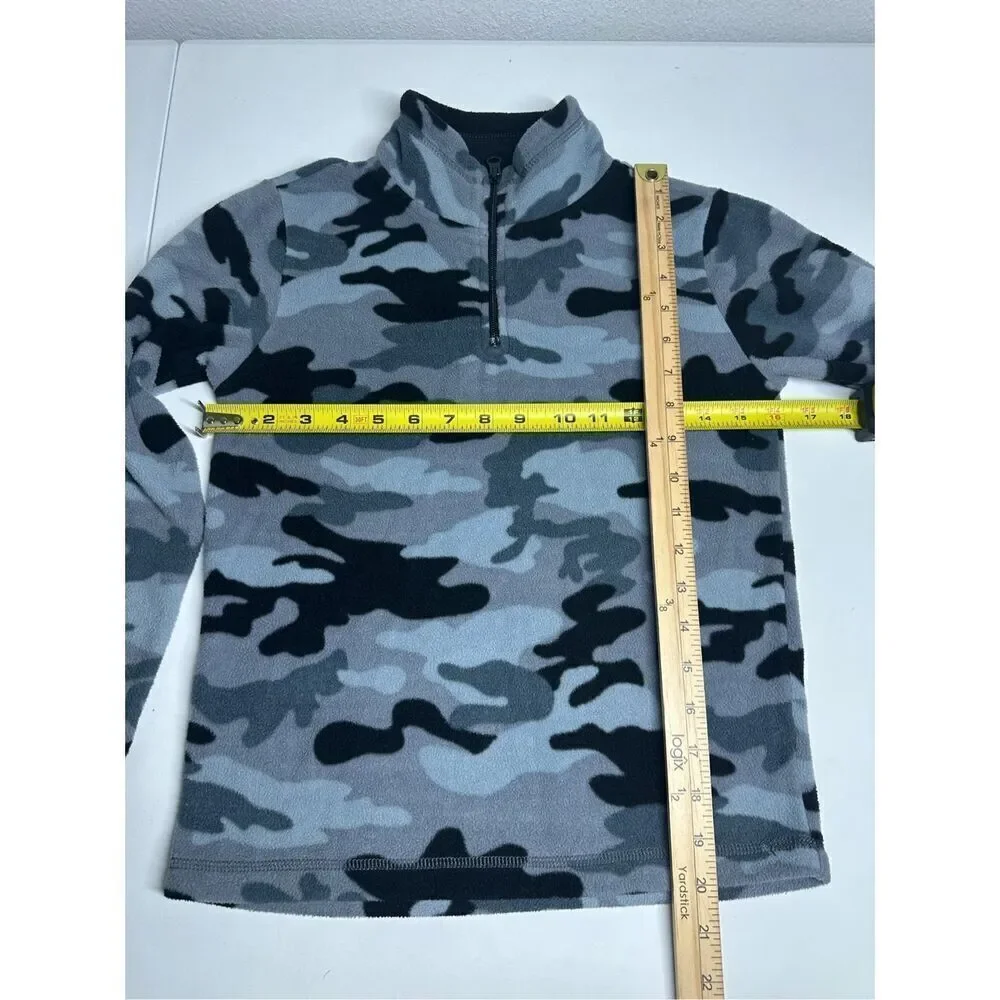 The Children’s Place Boys Camo Glacier Fleece Half Zip Pullover Gray Size M 7/8